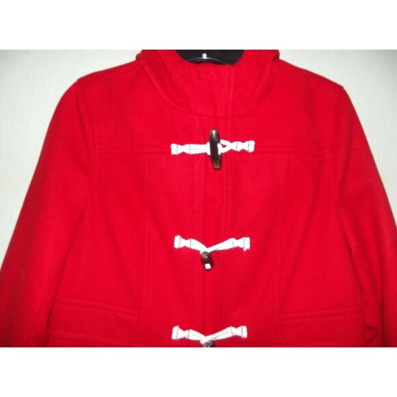 Old Navy Peacoat Womens Size Small Radiant Red Toggle Hooded Pockets - Picture 7 of 14